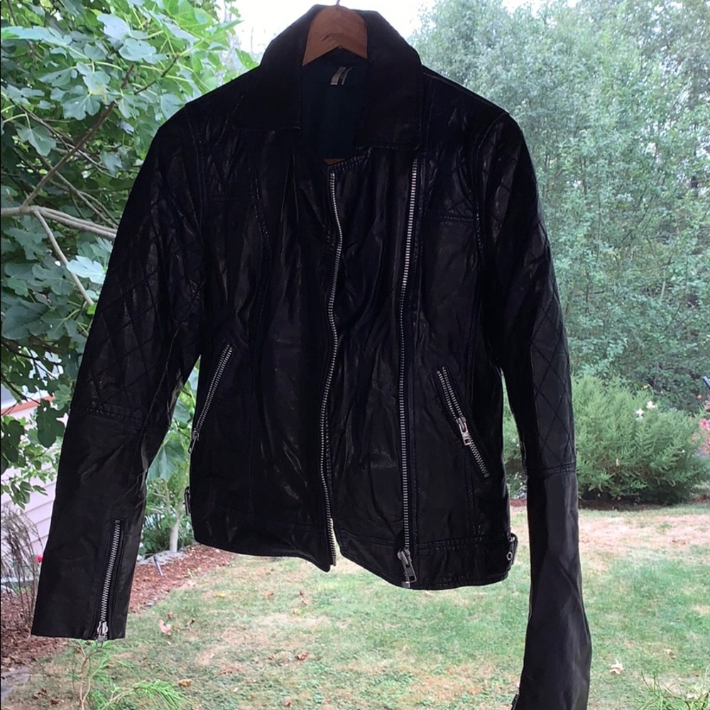 Top Shop dark navy leather jacket